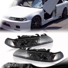 For 1990-1993 Acura Integra Jdm Smoke Lens 1-piece Headlight Corner Light Lamps