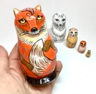 Matryoshka Foxes 11 cm/4.2'', Nesting doll 5 pcs, Room Decor, Personalised Gift