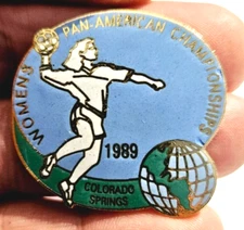 Pan-American Championships 1989 Colorado Springs Womans League Metal Pinback