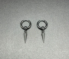 Surgical Steel Spike Cone Rivet Punk Rock Hoop Hugie Earrings