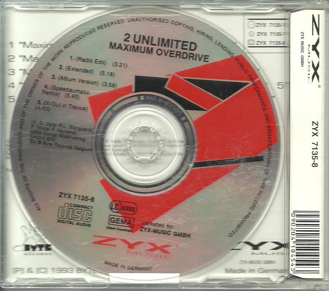 2 Unlimited Maximum Overdrive Maxi Single CD eBay