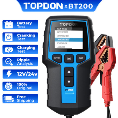 TOPDON BT200 12V&24V 100-2000CCA Car Truck Battery Load Accuracy Tester Analyzer
