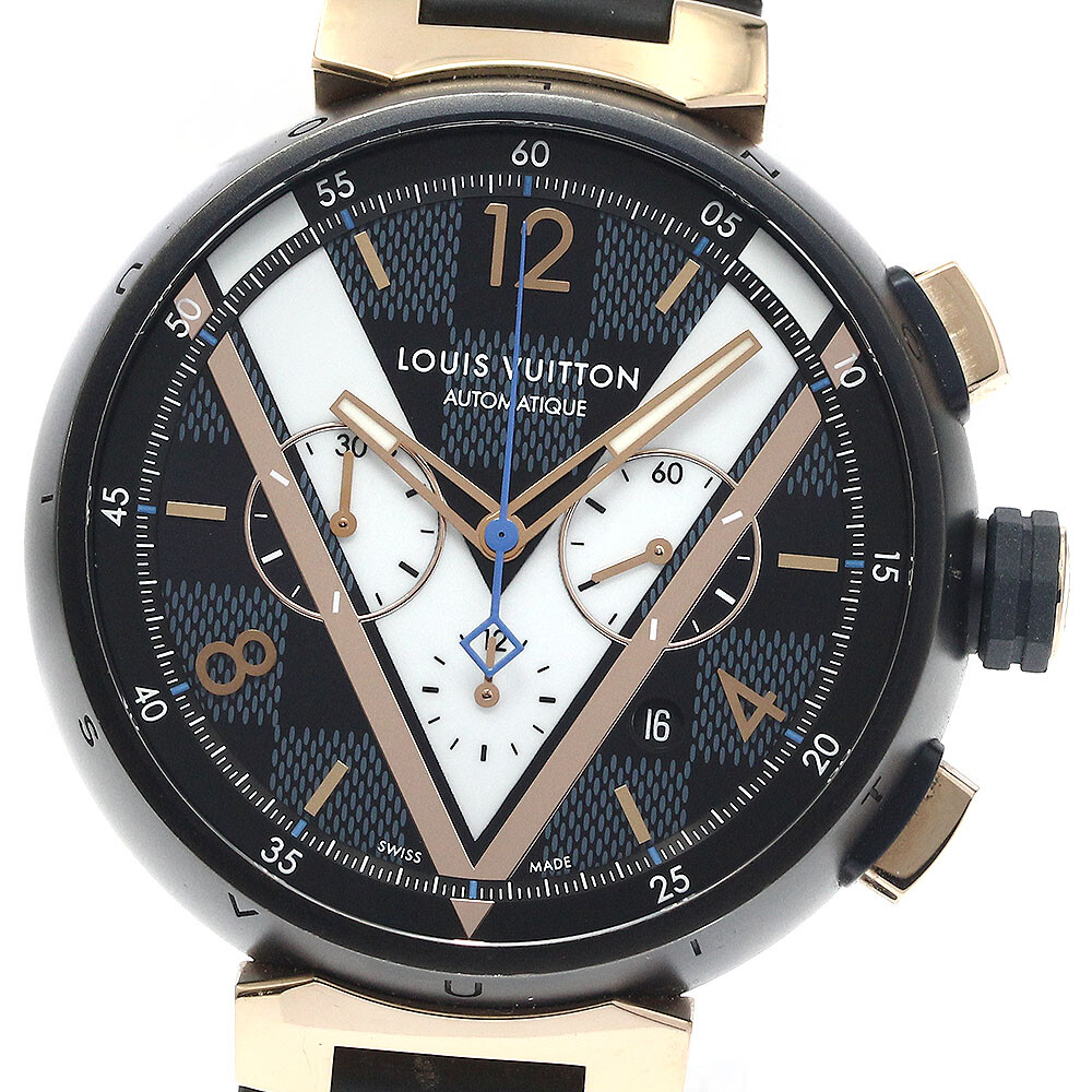 LOUIS VUITTON Tambour Damier Cobalt QA090 Automatic Men display picture 2