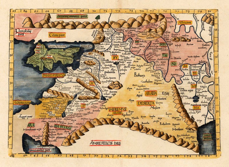 1522 Map of Cyprus, Syria, Palestine Middle East Holy Land 11"x15" Art Print