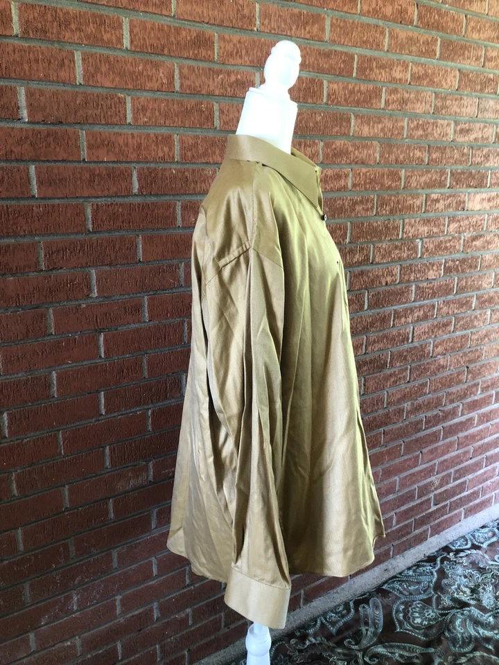 Roberto Villini Amarillo Dorado Abotonado Manga Larga Algodón 17 1/2 Foto 2 de 4