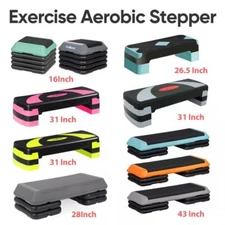 Multi Sizes Aerobic Step Platform Exercise Cardio Workout Trainer w/4 Risers