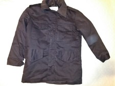 YOUTH MILITARY STYLE BLACK COLD WEATHER COAT QUILTED INTERIOR SHELL MEDIUM 10-12
