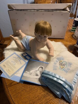 ''Snug As a Bug in a Rug,'' Porcelain Boy Doll Ashton-Drake 1994 & Box
