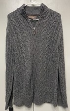 Authentic TASSO ELBA 1/4 Zip Pullover Men  s Sweater Luxurious Cotton L Dk Gray