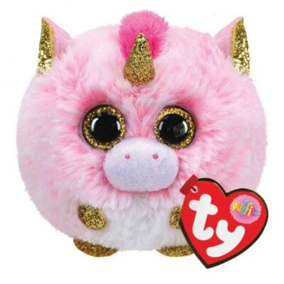TY Puffies (Beanie Balls) FANTASIA Pink Unicorn 3'' Plush NEW