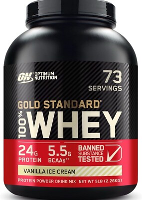 Optimum Nutrition Gold Standard 100% Whey Vanilla Ice Cream 5 LB 06/26 *Dented*