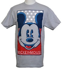 Camiseta Mickey Mouse Disney Americana Cara Gráfica Camiseta Gris Ceniza Nueva con Etiquetas