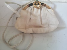 Susan Gail Snakeskin Purse Clutch Cream Vintage 1980s