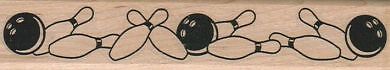Border 1 X 4 3/4" Rubber Stamp, Bowling Stamp, Bowler