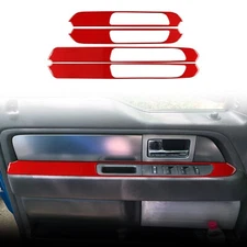 4Pcs Red Carbon Fiber Window Lift Switch Panel Trim For Ford F150 Raptor 2009-14