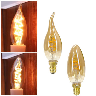 E14 Vintage Retro 4W 220V COB Filament LED Kerze Glühbirnen Warmweiß Lampe DE
