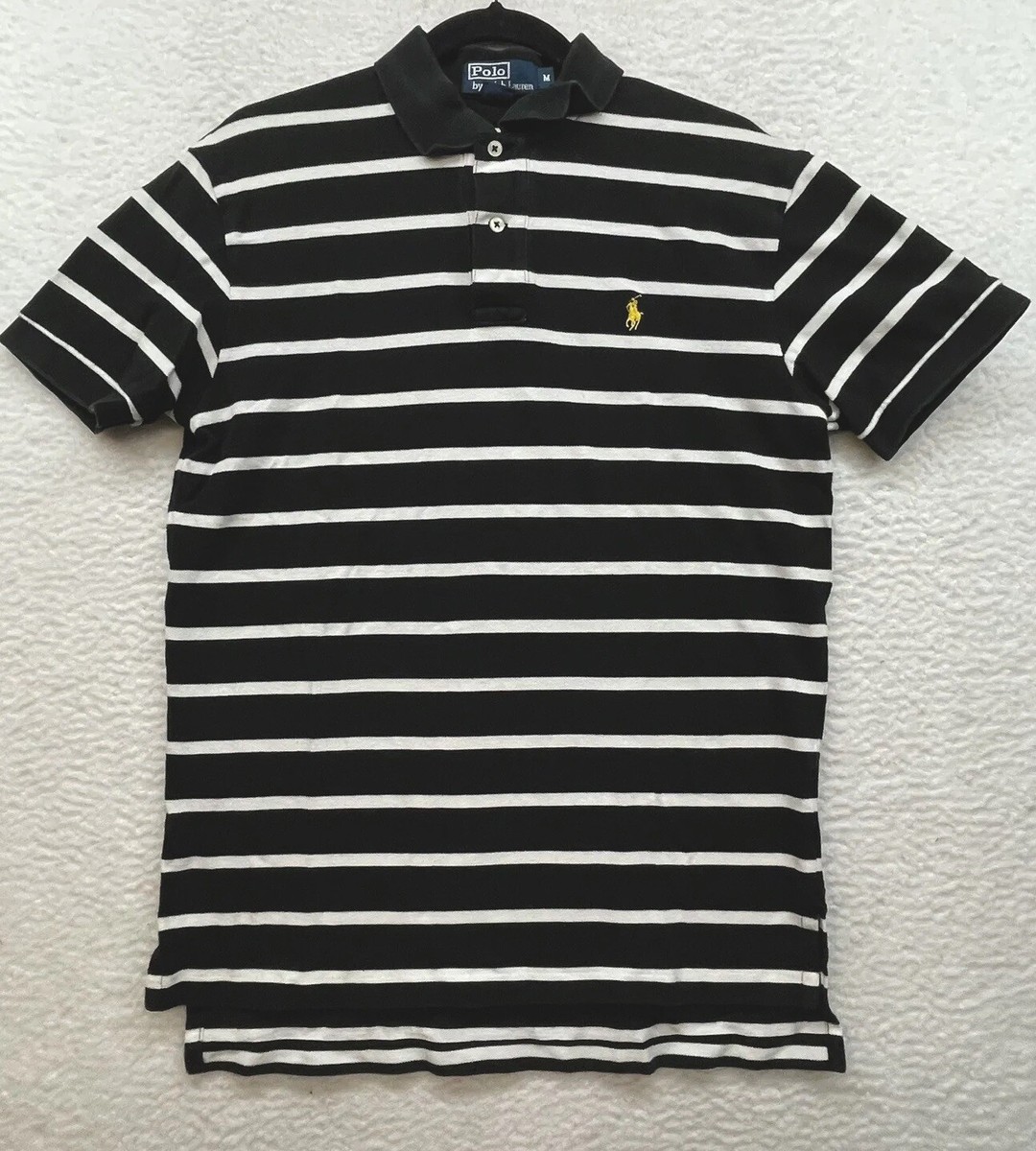 Polo Ralph Lauren　130　 まとめ売り Polo Ralph Lauren Shirt Mens Medium Black White Striped Pony Rugby