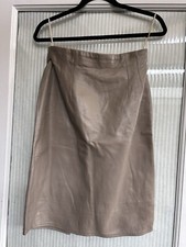 NEW Vintage 90's Classic Vakko Genuine Leather Taupe Skirt SIZE 8