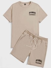 Completo sportivo Maglietta con grafica a lettera e pantaloncini