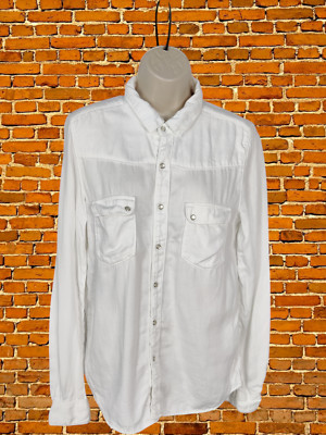 BA&SH UK 6 XS DAMENBLUSE PERLWEISS BRIDGET HALBTRANSPARENT LANGARM