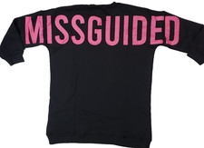 Missguided Oversized Sweater Dress Black Pink MG Back Print on Back US Size 8