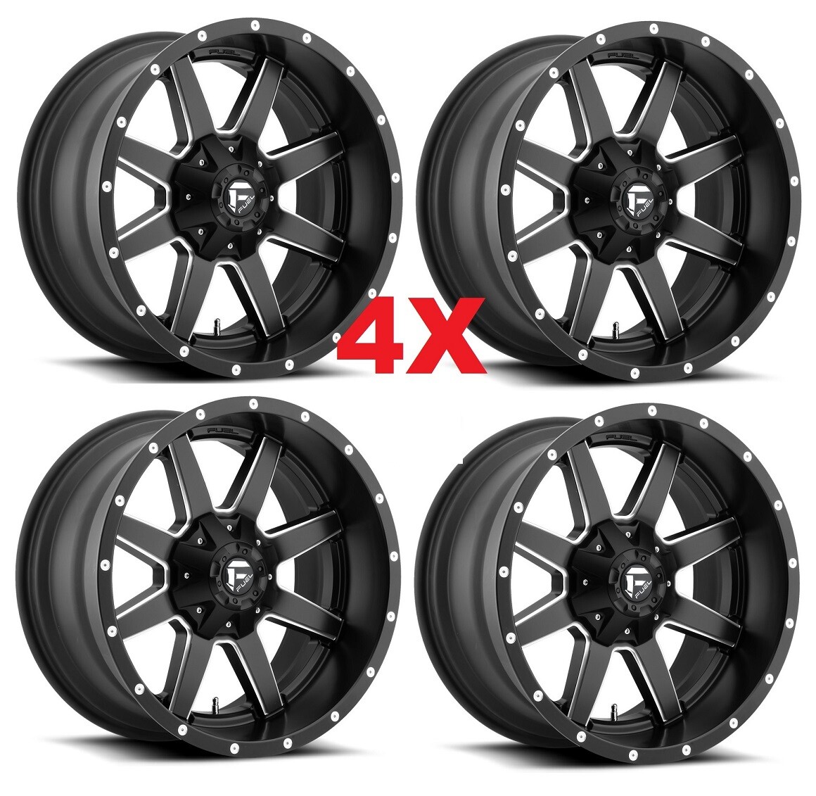 20 FUEL MAVERICK MATTE BLACK MILLED WHEELS RIMS TUNDRA RAM SEQUOIA