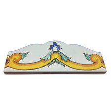 Ceramiche Vietri Cimasa Piastrella 20cm Tinte a Mano MADE ITALY Decoro Giglio 1m