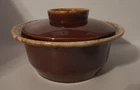 Vintage Hull 8" Casserole Dish with Lid-Oven Proof Made in USA Brown Drip Glazed