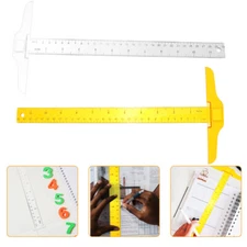 2Pcs Junior T- Square Clear Drafting Ruler Measuring Double Scale Ruler