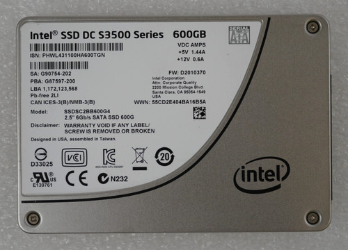 Intel DC S3500 SSDSC2BB600G4 600GB 6Gbps SATA 2.5" Solid State Drive - Picture 1 of 2