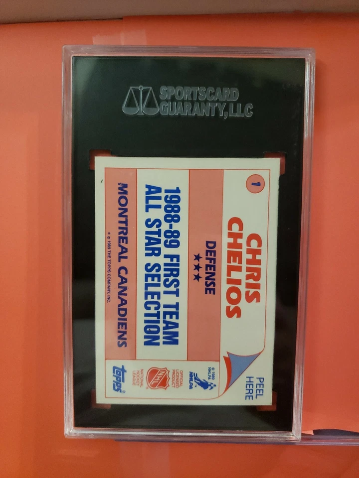 1989-90 Topps Sticker Auto #1 Chris Chelios Canadians SCG - Image 2 of 2