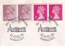 GB 1986 Elizabeth II 3p+2p SG x930+x1004 Queens Birthday cancel On Piece VGC