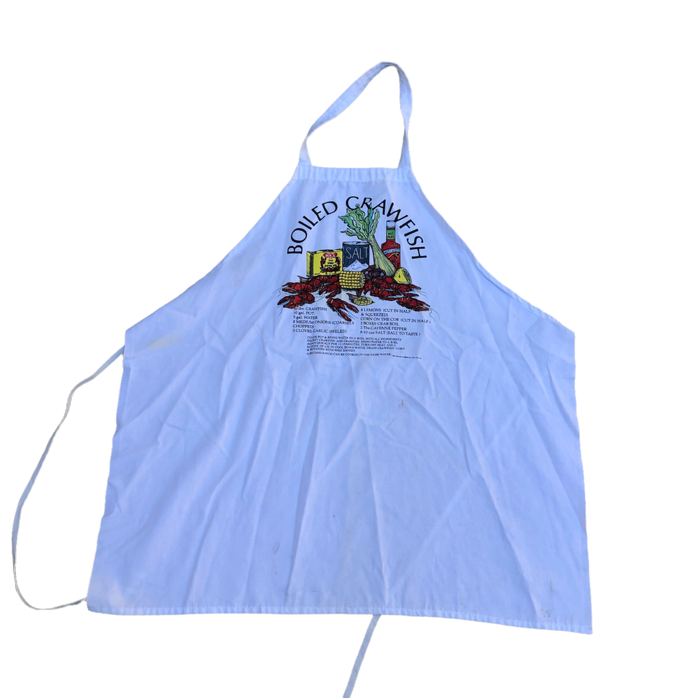 BOILED CRAWFISH Crawdad Seafood Boil Cooking Apron Kitchen White Recipe NOLA