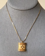 Vintage Givenchy Goldtone Square "G" Pendant Necklace (18in)
