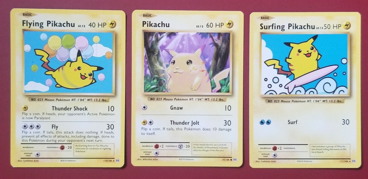 Flying Pikachu, Surfing Pikachu, and Pikachu (Near Mint) | eBay
