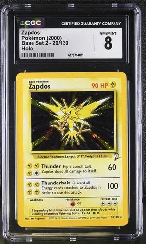 CGC 8 Zapdos 20/130 Base Set 2 Holo Pokemon Card