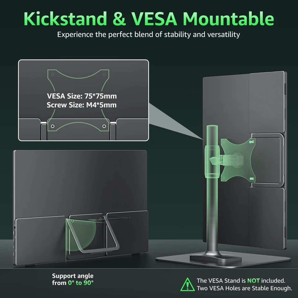 Portable Monitor 15.6'' 1080P 60Hz 85% sRGB IPS Travel Monitor with USB-C HDM... - Image 4 of 4