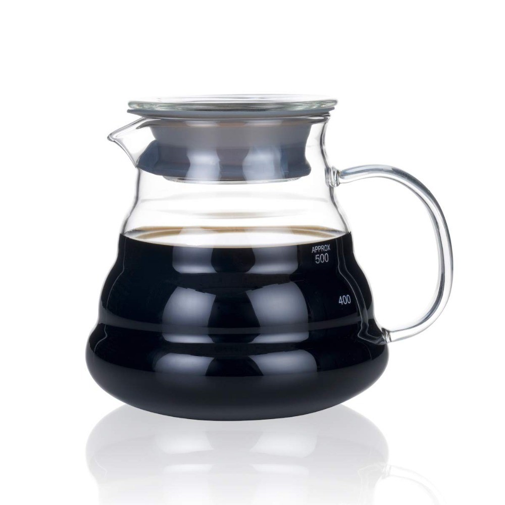 Clear Glass Pour Over Coffee Server and Tea Pot 600ml Heat Resistant Carafe