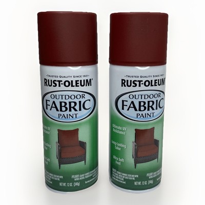 Rust-Oleum Outdoor Fabric Paint - UV Resistance - Dark Red LOT OF (2) 12 oz CANS