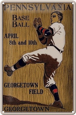 Schild Blech 20x30cm - Made in Germany - Retro Pennsylvania Baseball April 8th M