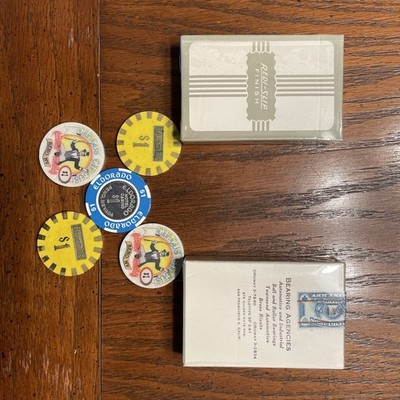Card Deck Redi-Slip Finish 2 New Vintage Decks Plus 5 Vintage Casino Chips