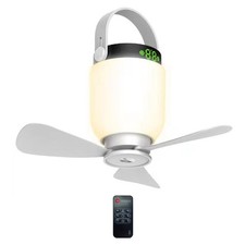 LED Light Outdoor Ceiling Fan Lamp Hiking Camping 8000mAh 4 Speed for Tent