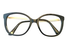 Anne Klein Eyeglasses Frames AK7079 001 BLACK Gold Cat Eye Full Rim 54-17-140