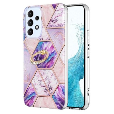 Yuyib Case For Samsung Galaxy A53 5G - Ring Included, Marble Pattern, Plated Fi_