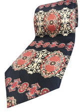 JOHN BLAIR Vintage Handmade 100 Silk Tie Men's Black Red White Necktie NEW