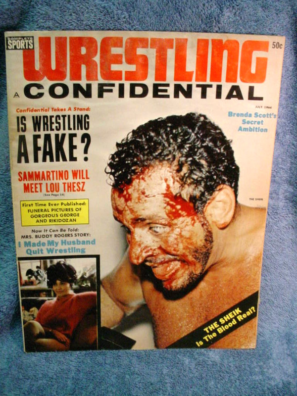 Vtge Wrestling Confidential Magazine / July 1964/ Sheik / Bruiser / Lou Thesz