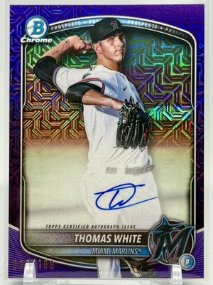 THOMAS O'MARREY選手カード 2025 Thomas White Bowman Chrome Purple Mojo Refractor 1st - Auto