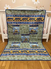 New Handmade Construction Theme Crib Quilt   38x60  Trucks  Tools Nursery Decor