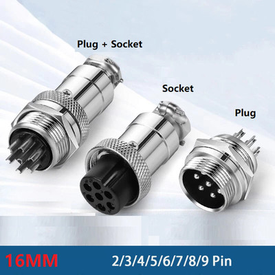 Metallstecker GX16 2 3 4 - 9 Pin 16mm Stecker auf Buchse Panel-Metallstecker ...