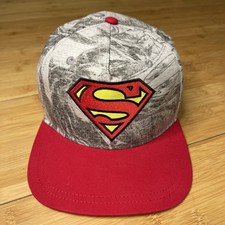 Superman YOUTH Comic Book Boys A-Frame Trucker Snapback Hat Cap DC Black/White